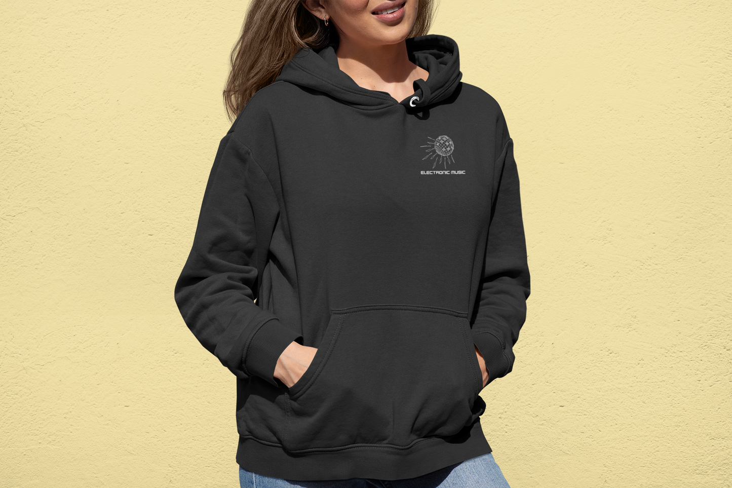 Electronic Music Disco Club Tecnho and House Embroidery Hooded Sweatshirt - Perfect for Casual Days & Celebrations